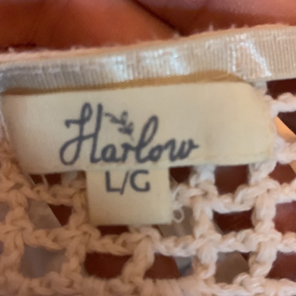 HARLOW CROCHET BOHO CREAM COLOR CROPPED TOP NWOT 100% made small - Picture 3 of 6